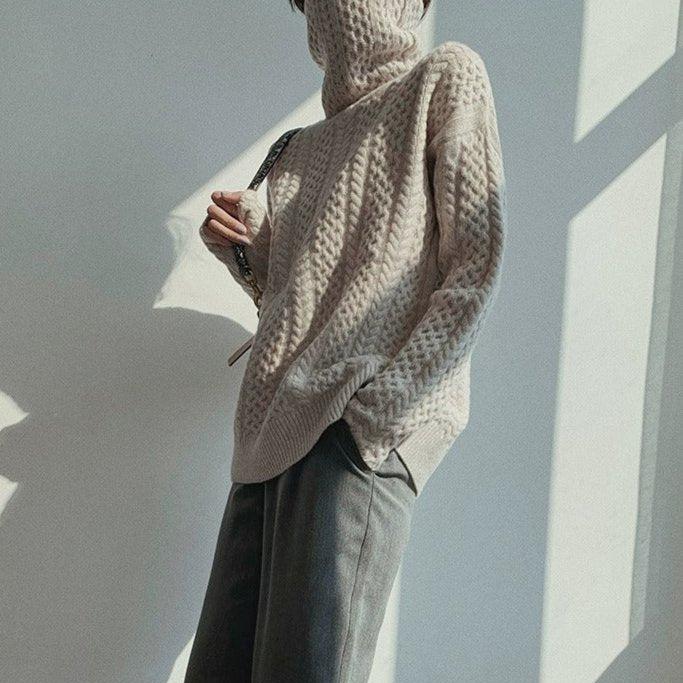 Womens Knit Turtleneck | Relaxed Long Sleeve Top