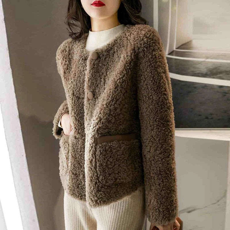 Womens Winter Coat | Textured Button Front Style