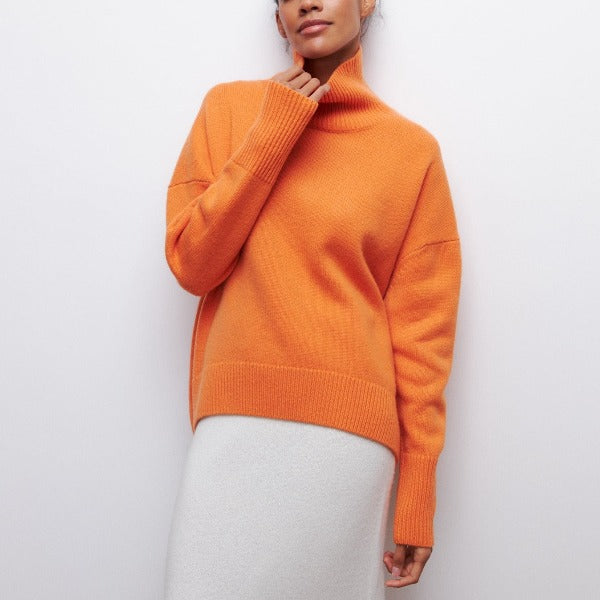 Womens Turtleneck Knit Pullover | Loose Fit Winter Top