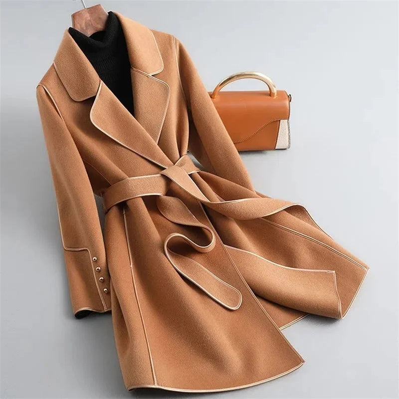 Womens Long Belted Coat | Defined Outline