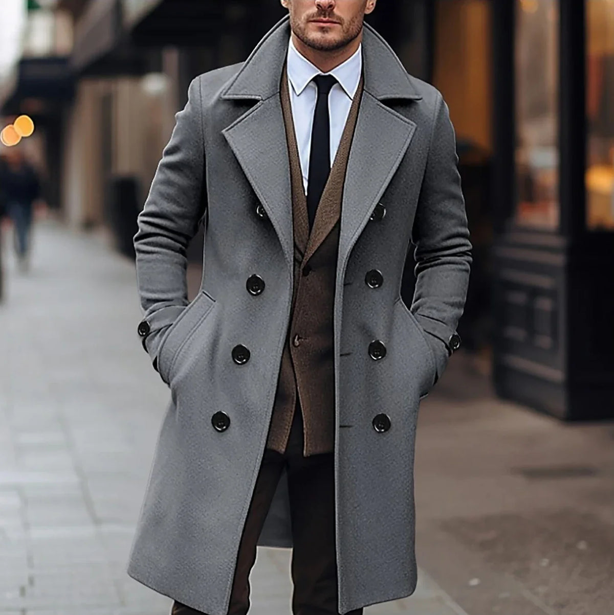 Mens Double Breasted Winter Coat | Formal Season Style