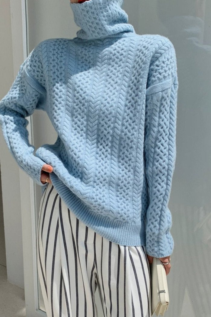 Womens Knit Turtleneck | Relaxed Long Sleeve Top