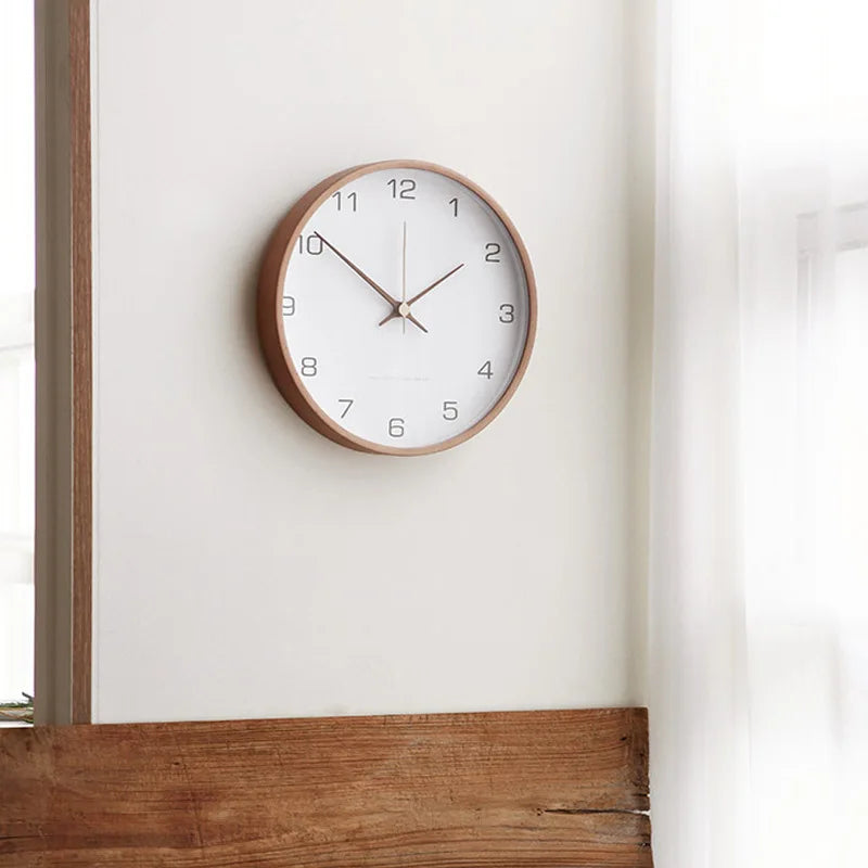 Wanduhr im skandinavischen Stil, geräuschlos, Quarz, rund