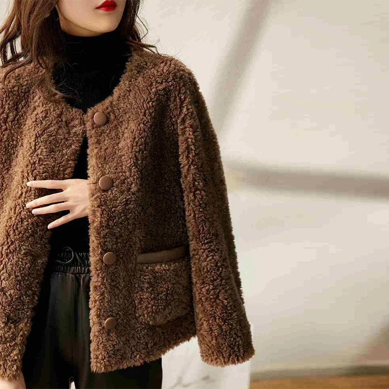 Womens Winter Coat | Textured Button Front Style