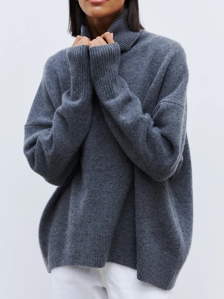 Womens Turtleneck Knit | Oversized Long Sleeve Top