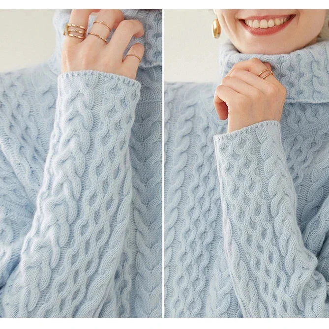 Womens Knit Turtleneck | Relaxed Long Sleeve Top