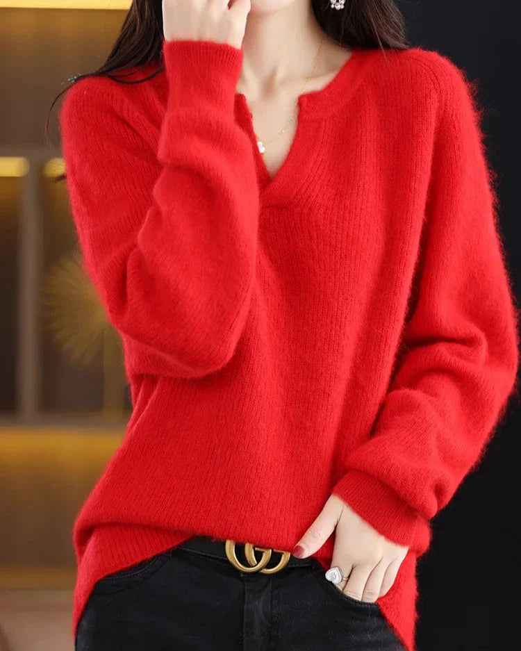 Womens Knit Pullover | V Neck Seasonal Top
