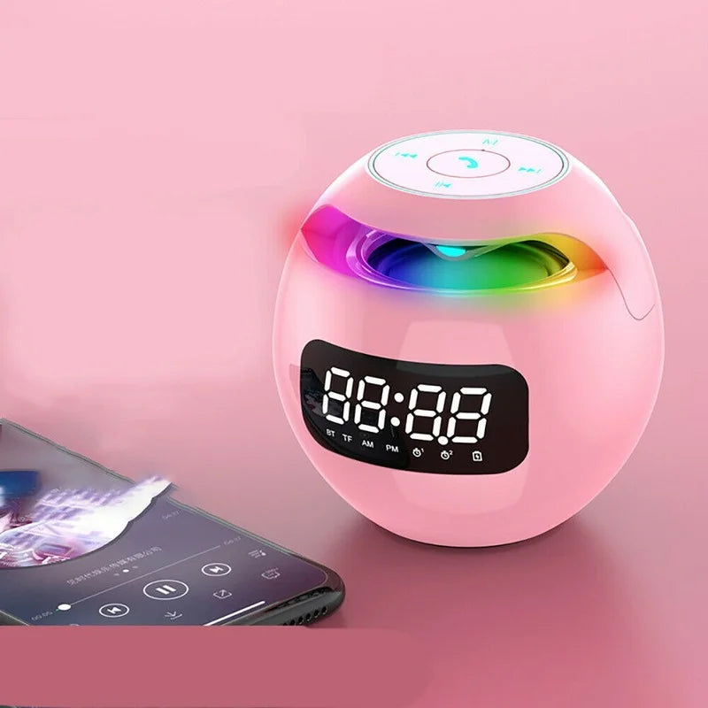 Digital Alarm Clock with Bluetooth Speaker and LED Lighting