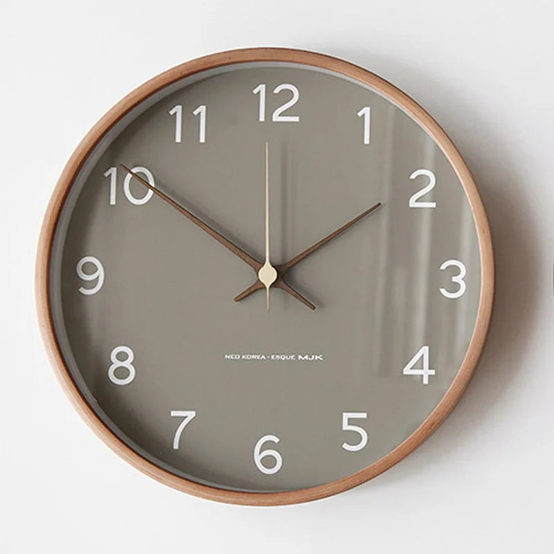 Wanduhr im skandinavischen Stil, geräuschlos, Quarz, rund