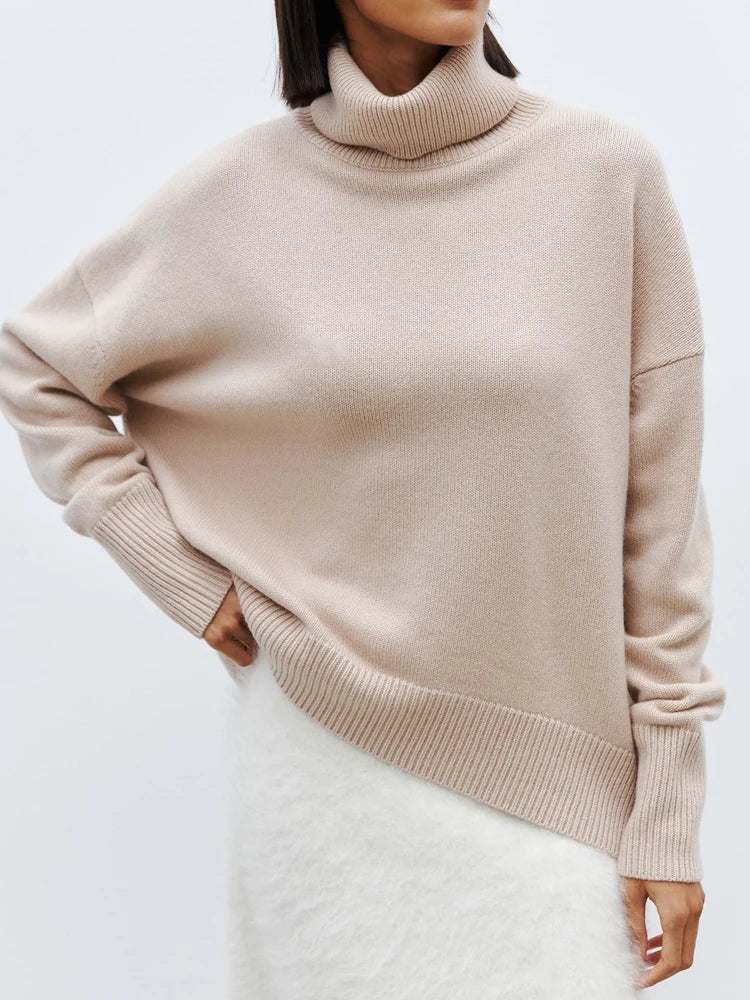 Womens Turtleneck Knit | Oversized Long Sleeve Top