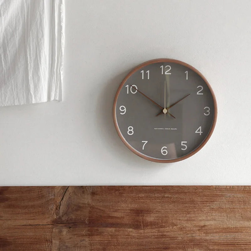 Wanduhr im skandinavischen Stil, geräuschlos, Quarz, rund