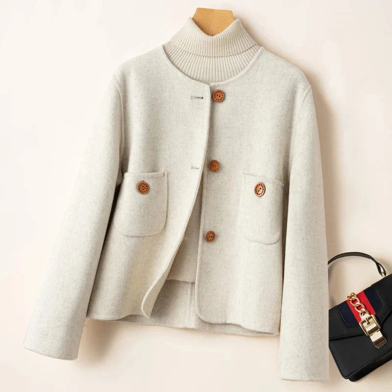 Womens Button Front Coat | Round Neck Winter Style