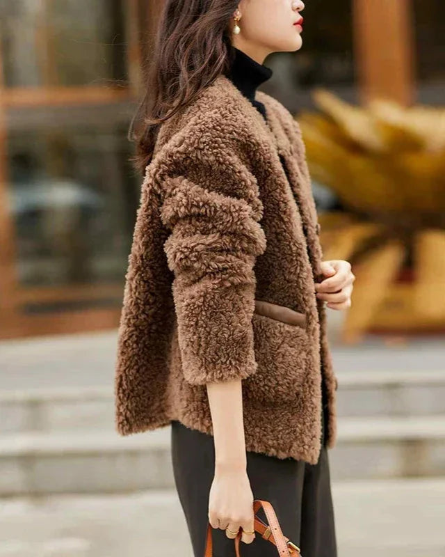 Womens Winter Coat | Textured Button Front Style