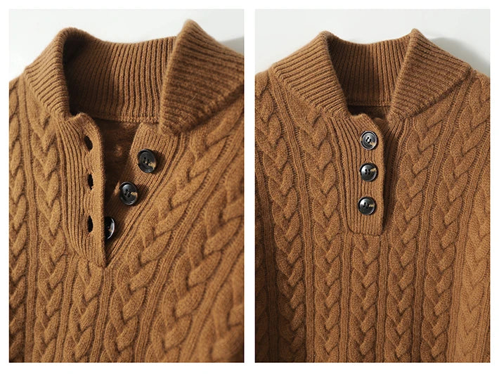 Womens Half Zip Knit Sweater | Button Collar Style