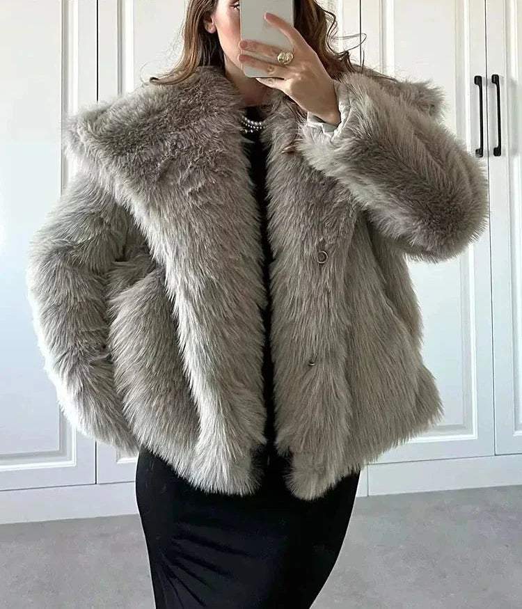 Womens Fluffy Short Coat | Oversized Fit