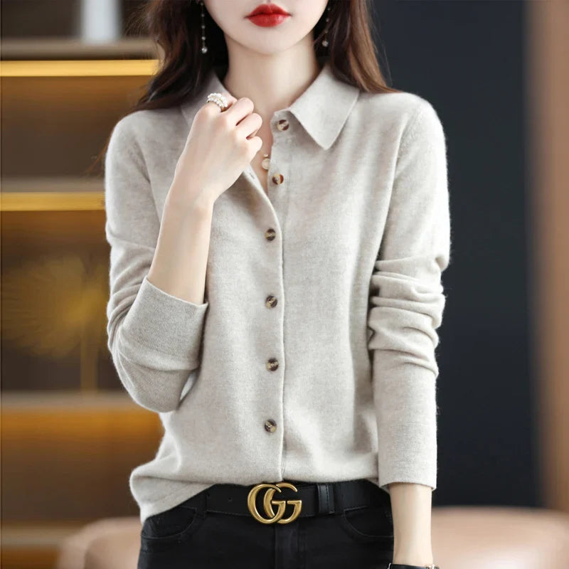Womens Polo Cardigan | Button Front Knit Top