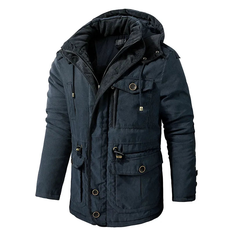 Mens Hooded Winter Jacket With Plush Style Lining | Cold Season Design