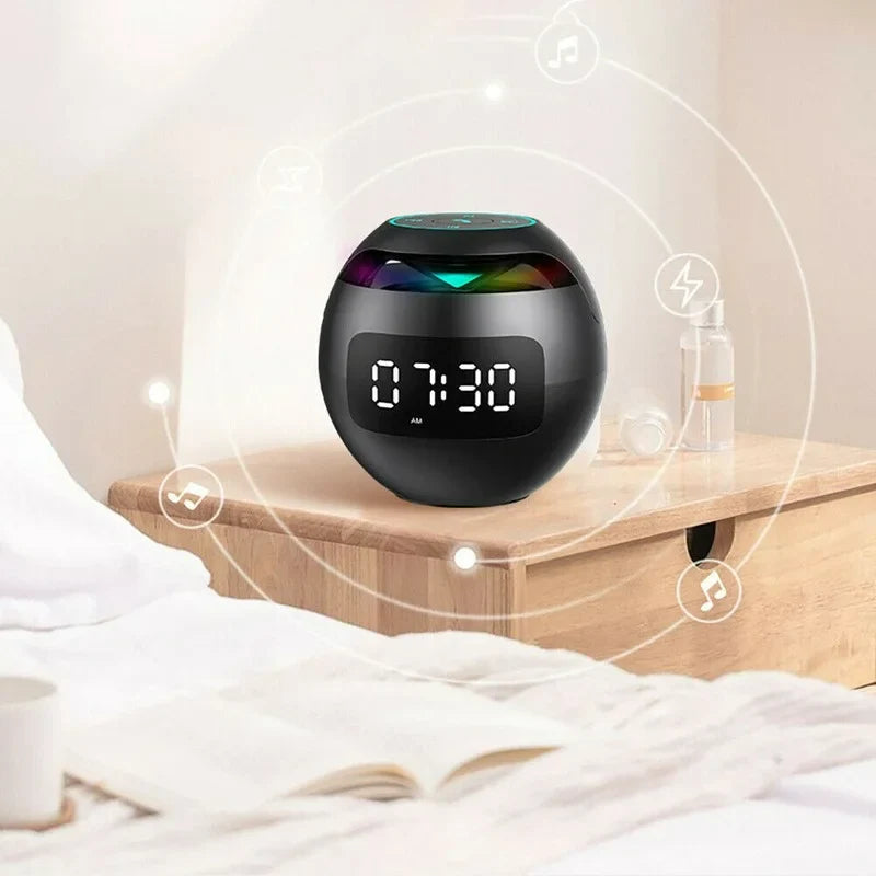 Digital Alarm Clock with Bluetooth Speaker and LED Lighting