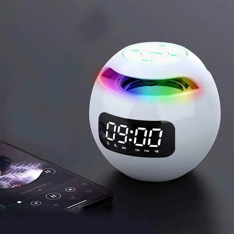 Digital Alarm Clock with Bluetooth Speaker and LED Lighting