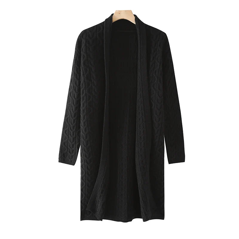 Womens Cable Twist Cardigan | Long Knit Layer