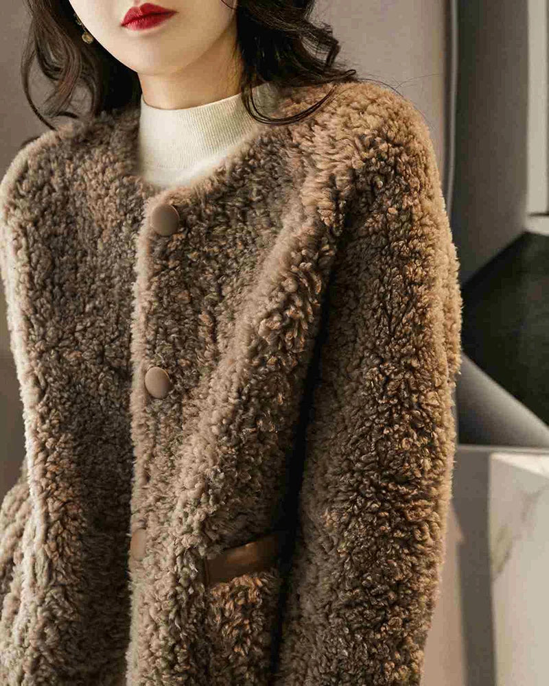 Womens Winter Coat | Textured Button Front Style
