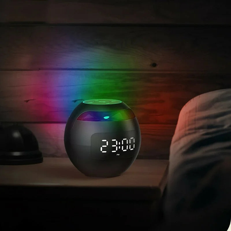 Digital Alarm Clock with Bluetooth Speaker and LED Lighting