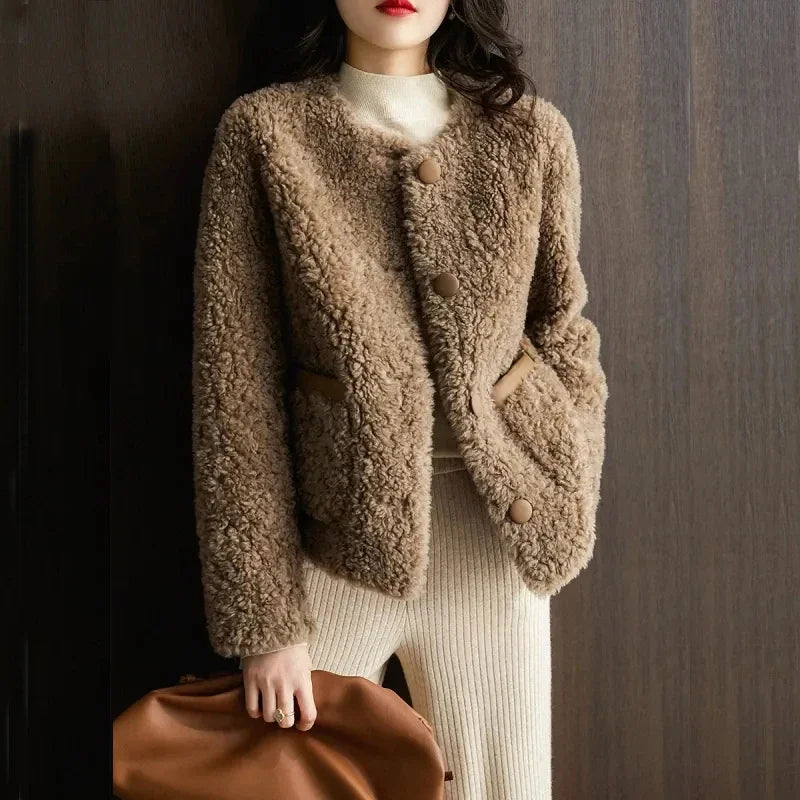 Womens Winter Coat | Textured Button Front Style