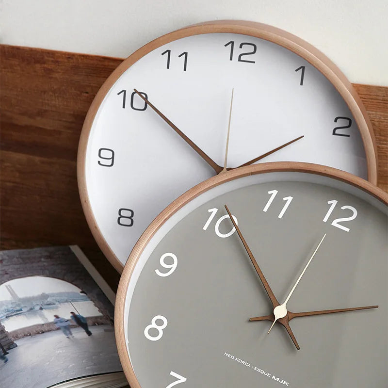 Wanduhr im skandinavischen Stil, geräuschlos, Quarz, rund