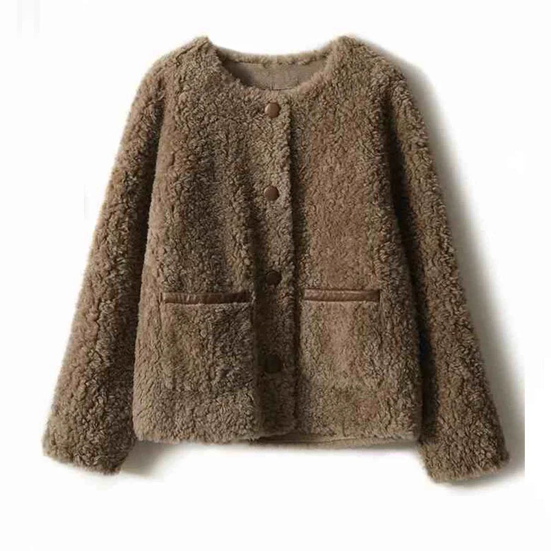 Womens Winter Coat | Textured Button Front Style