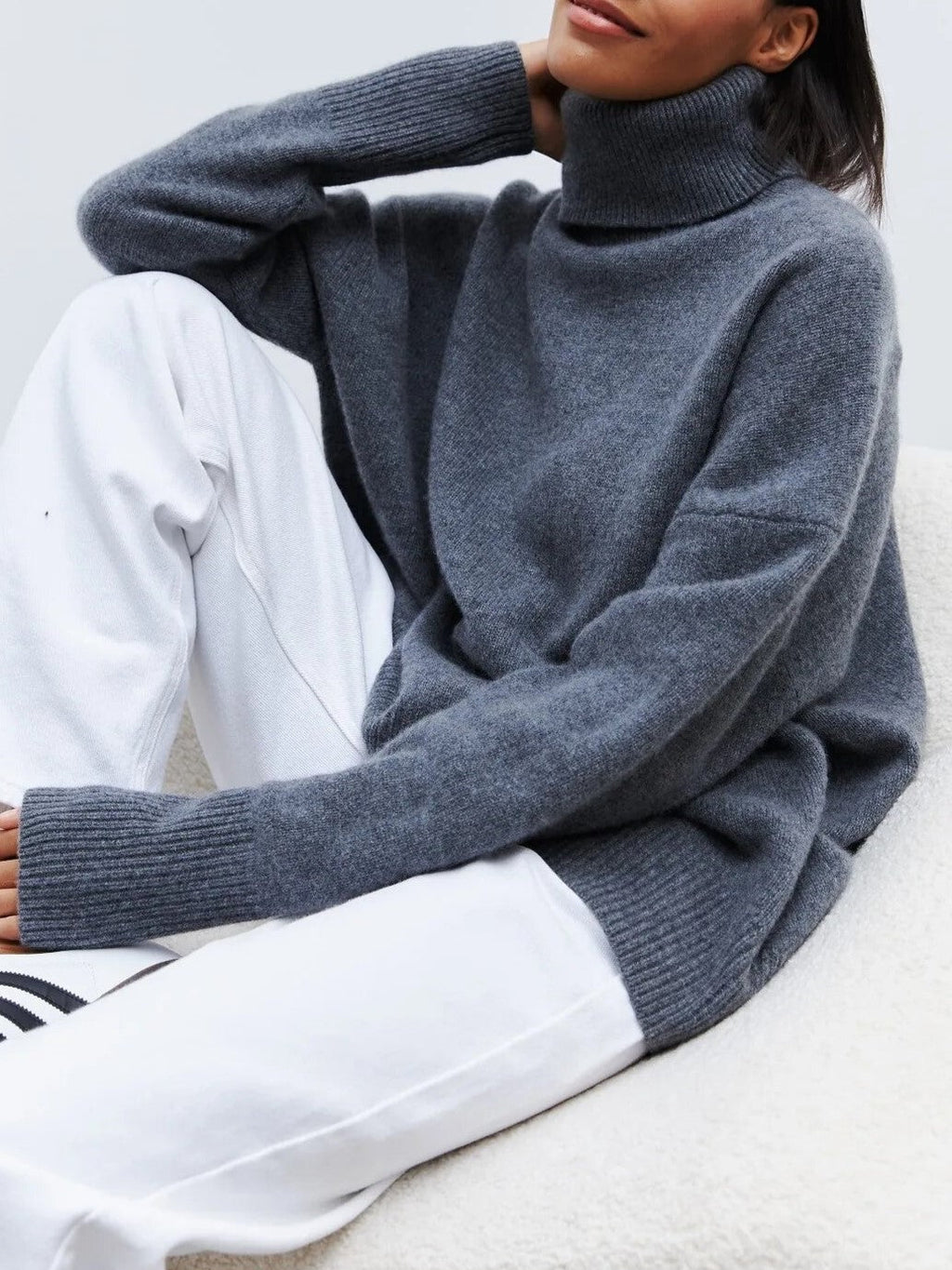 Womens Turtleneck Knit | Oversized Long Sleeve Top