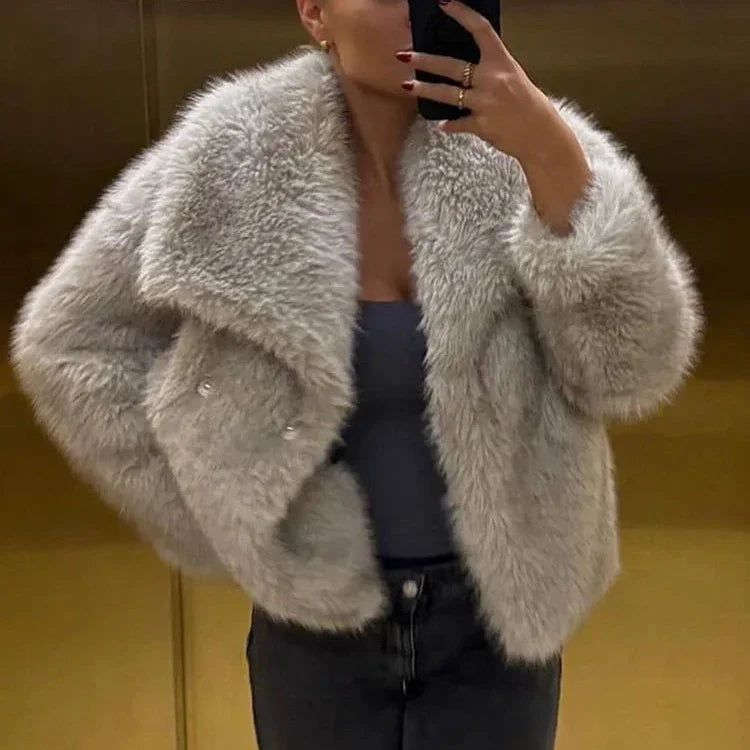 Womens Fluffy Short Coat | Oversized Fit