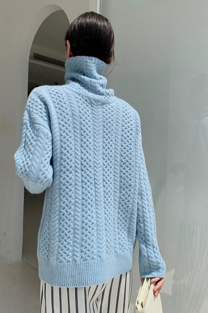 Womens Knit Turtleneck | Relaxed Long Sleeve Top