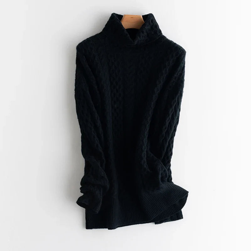 Womens Knit Turtleneck | Relaxed Long Sleeve Top