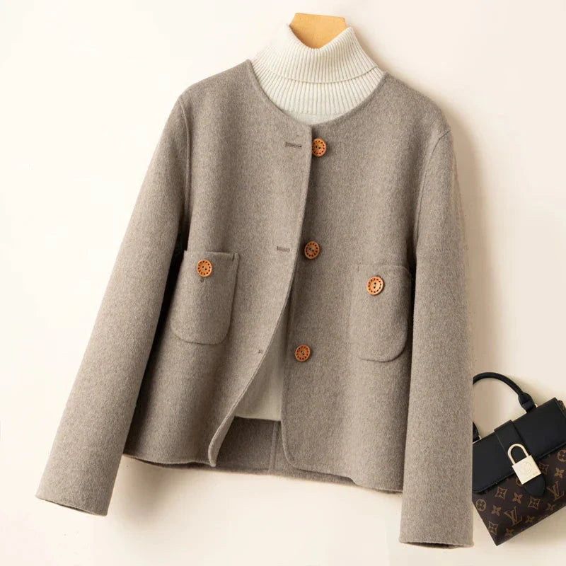 Womens Button Front Coat | Round Neck Winter Style