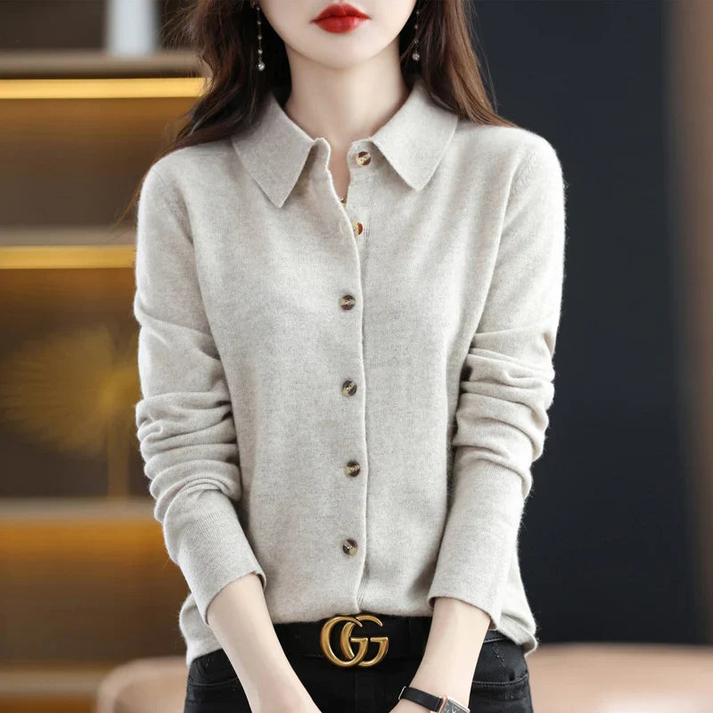 Womens Polo Cardigan | Button Front Knit Top