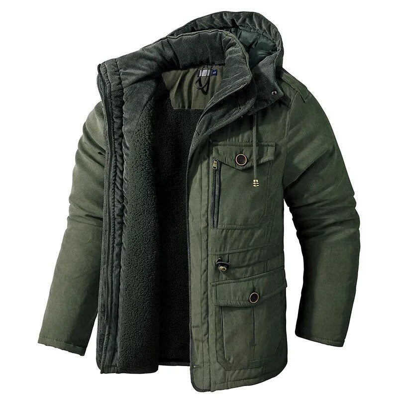 Mens Hooded Winter Jacket With Plush Style Lining | Cold Season Design