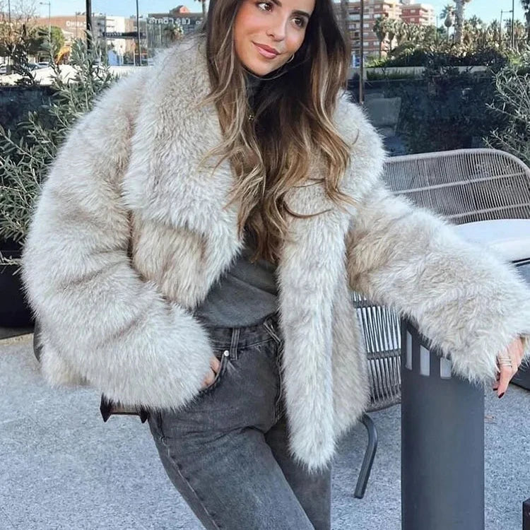 Womens Fluffy Short Coat | Oversized Fit