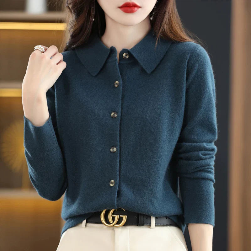 Womens Polo Cardigan | Button Front Knit Top