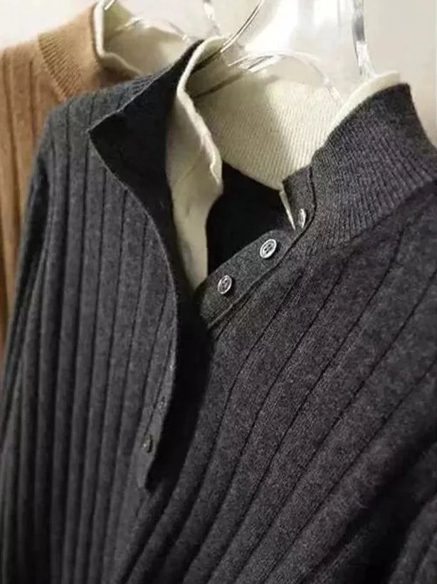 Womens Ribbed Polo Sweater | Button Collar Knit