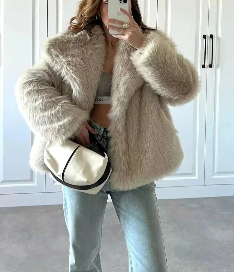 Womens Fluffy Short Coat | Oversized Fit