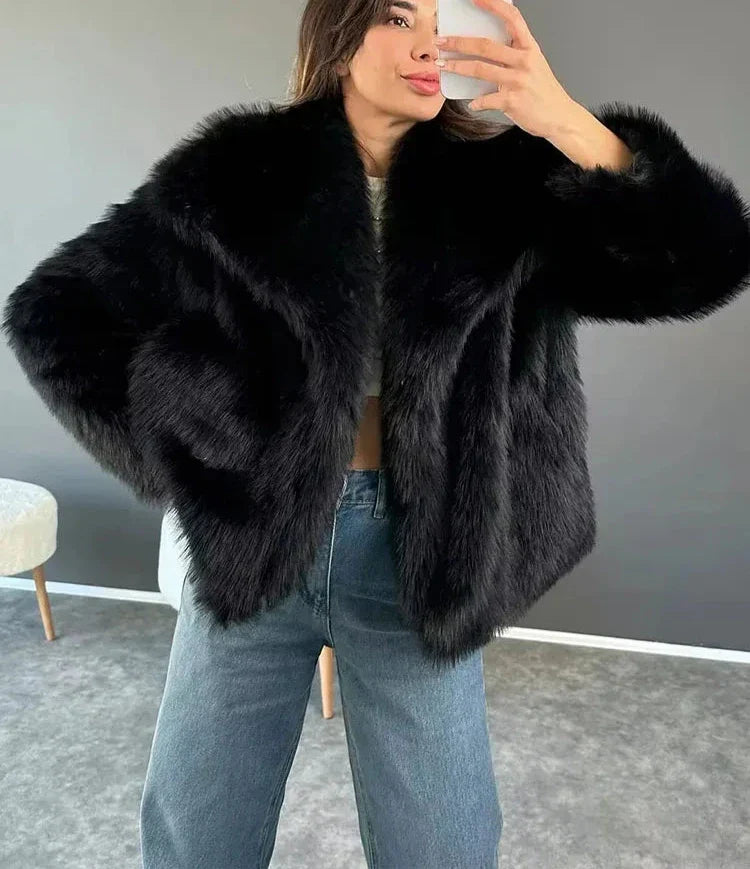 Womens Fluffy Short Coat | Oversized Fit