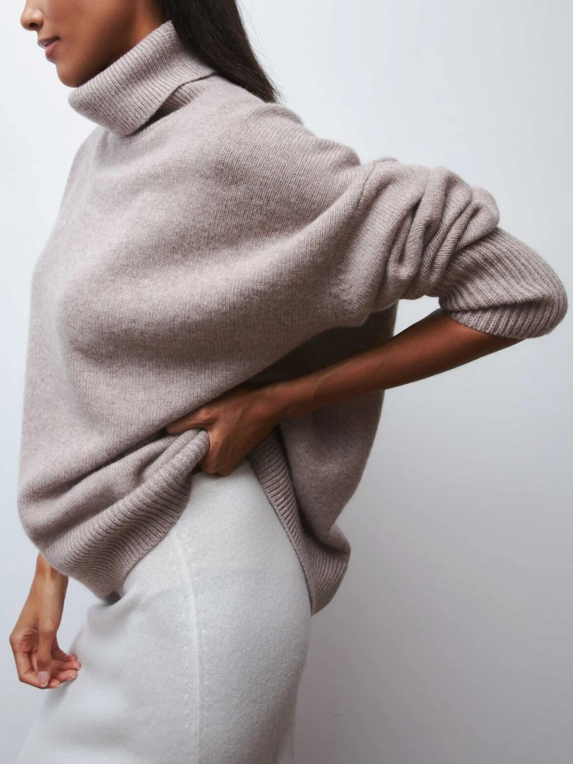 Womens Turtleneck Knit | Oversized Long Sleeve Top