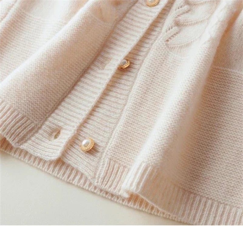 Womens Pearl Button Cardigan | Cable Pattern Knit