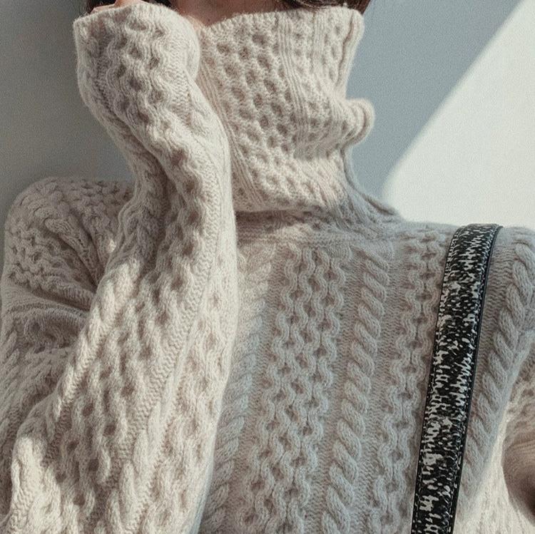 Womens Knit Turtleneck | Relaxed Long Sleeve Top