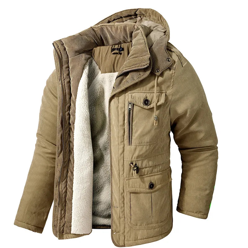 Mens Hooded Winter Jacket With Plush Style Lining | Cold Season Design