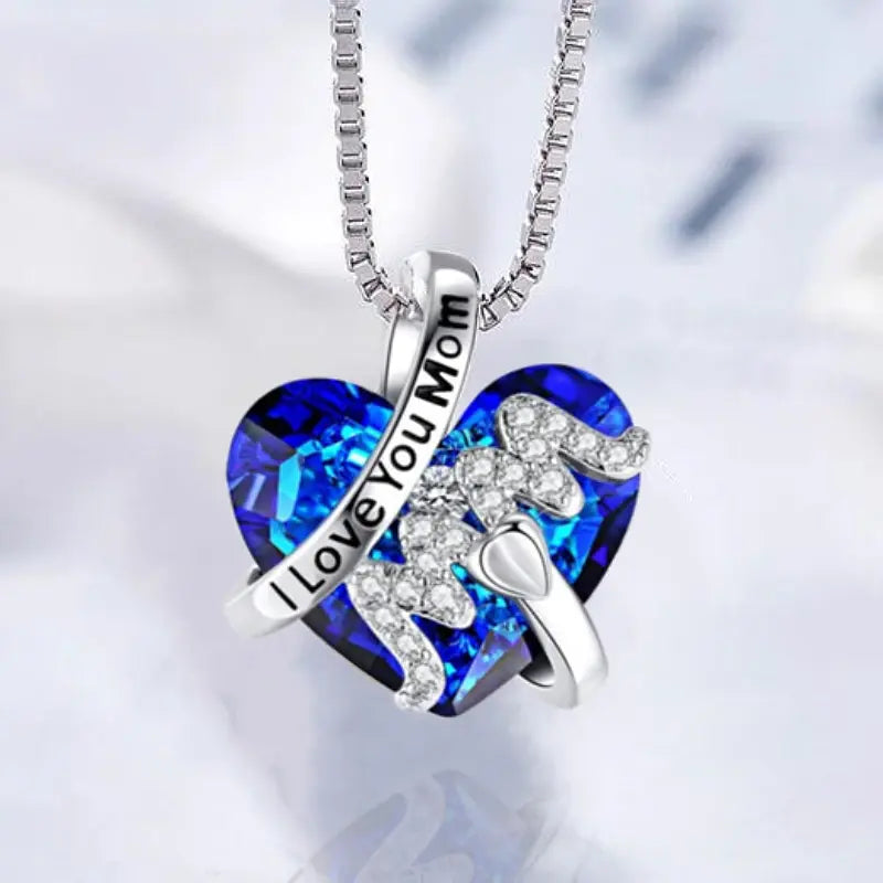 Crystal Heart Pendant Necklace for Mum – Mother's Day Gift