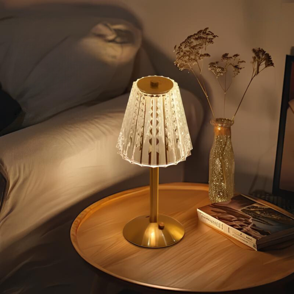 Wiederaufladbare Kristall-Tischlampe mit Berührungssensor Tragbare LED-Stimmungsleuchte