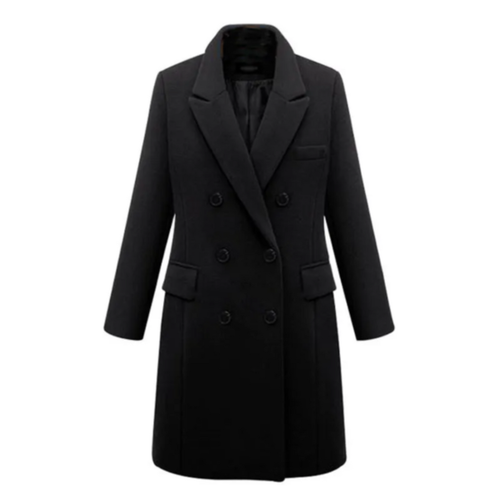 Womens Long Winter Coat | Classic Button Front
