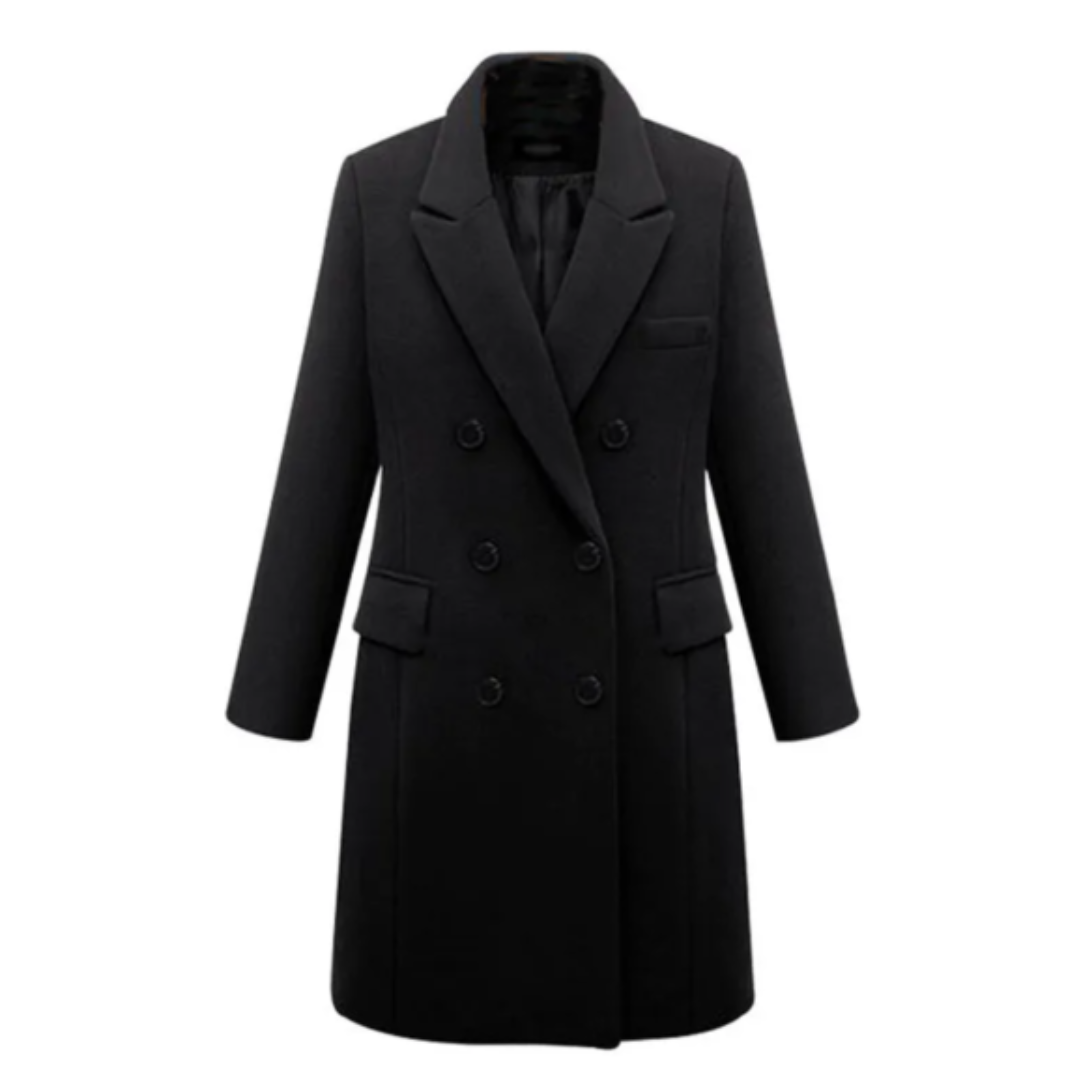 Womens Long Winter Coat | Classic Button Front