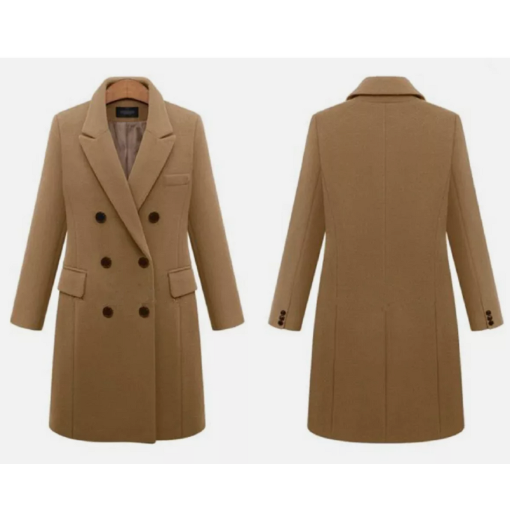 Womens Long Winter Coat | Classic Button Front